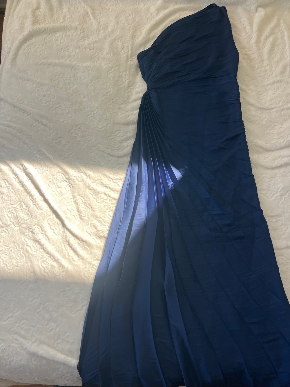 House of Harlow navy blue pleated asymmetrical one shoulder dress - size small
